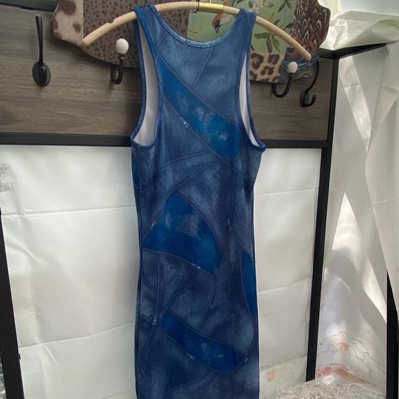 Women’s Tank Midi Dress with Patchwork Denim Print - Picture 5 of 9